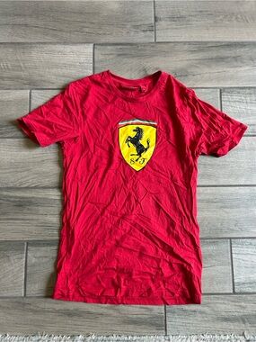 Ferrari Red Short Sleeve Tee with Yellow Shield Logo